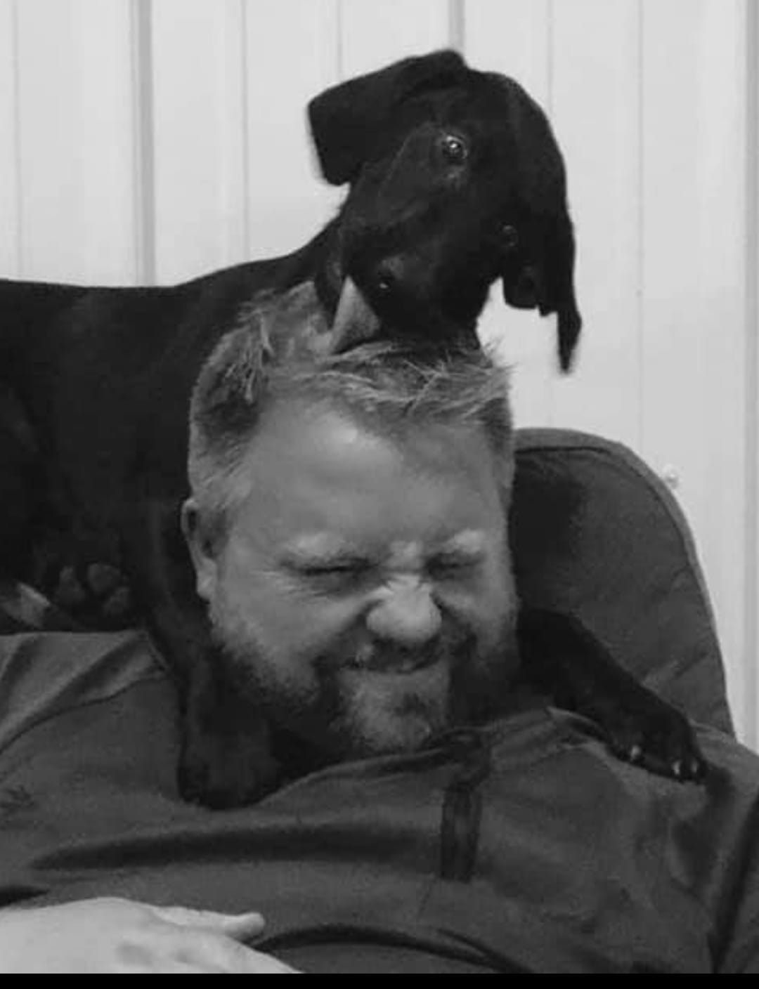 JV and Dobe Puppy - 27 Nov 2020 Joeri Veth with Dob Pup BW